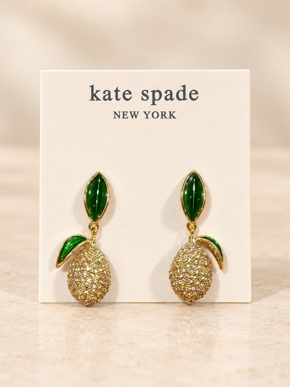 kate spade Gold & Green Pineapple Drop Earrings